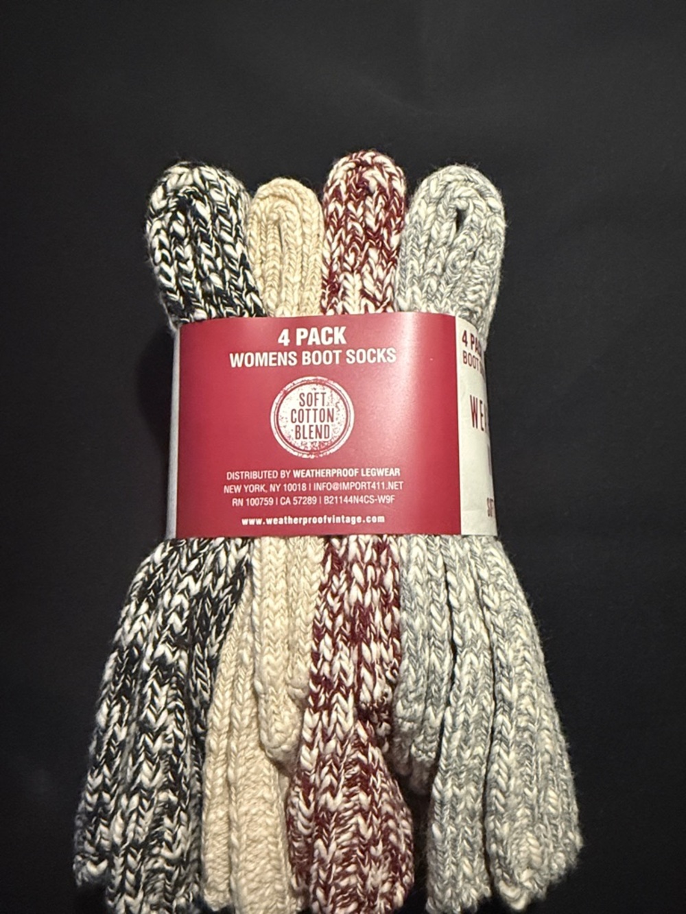 Women’s 4 pack boot socks weatherproof vintage soft cotton blend - Picture 3 of 5